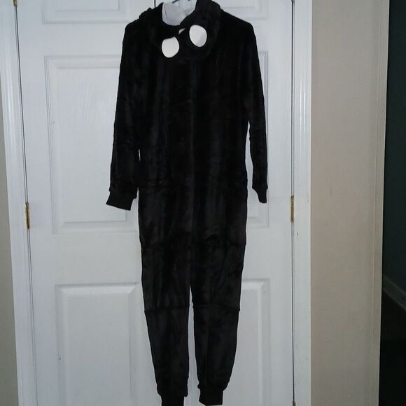 Skeleton glow in the dark hooded costume Soft and fuzzy warm Zipper front Sz S - Picture 5 of 5